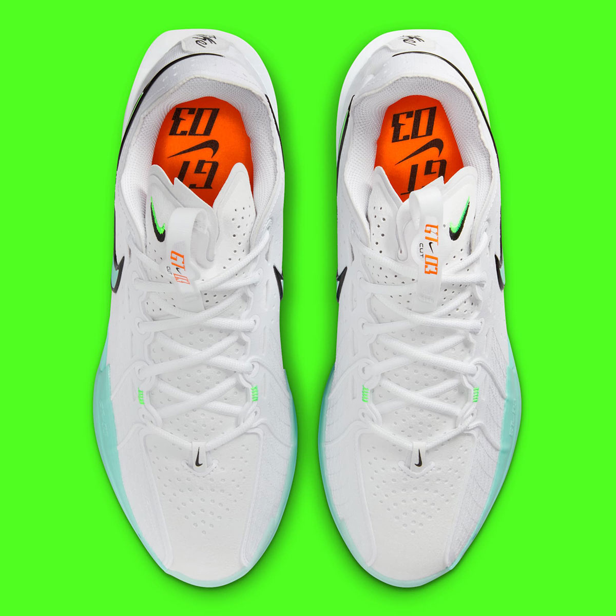 Nike Zoom Gt Cut 3 White Bleached Turquoise Green Strike Black Total Orange Dv2913 107 3