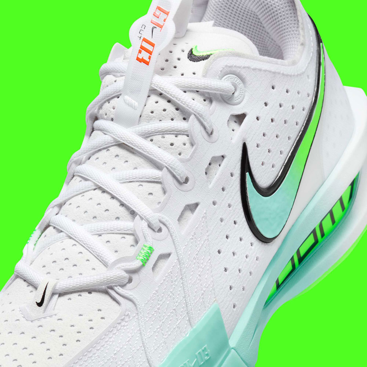 Nike Zoom Gt Cut 3 White Bleached Turquoise Green Strike Black Total Orange Dv2913 107 5