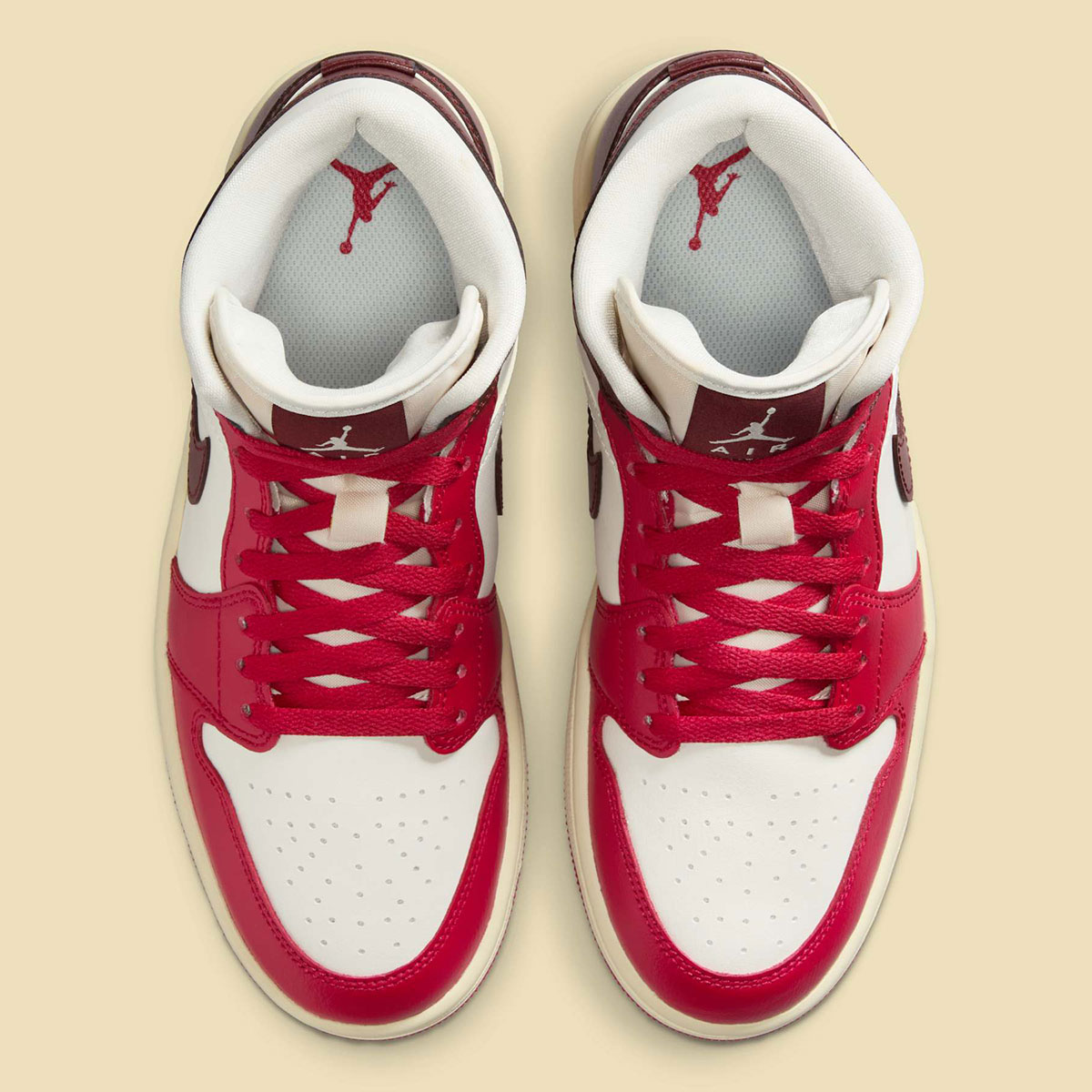 Air Jordan 1 Mid Sail Dark Team Red Mystic Hibiscus Coconut Milk Bq6472 119 3