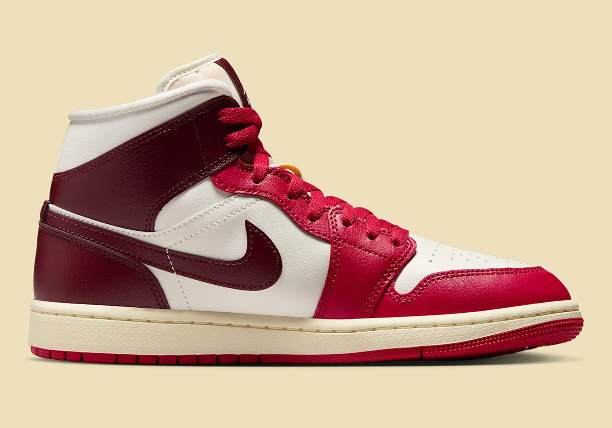 Air Jordan 1 Mid Sail Dark Team Red Mystic Hibiscus Coconut Milk Bq6472 119 4