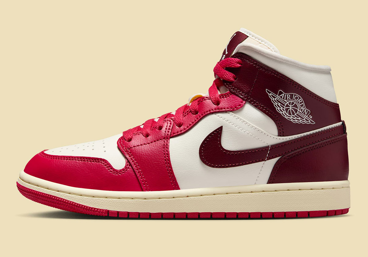 Air Jordan 1 Mid Sail Dark Team Red Mystic Hibiscus Coconut Milk Bq6472 119 8